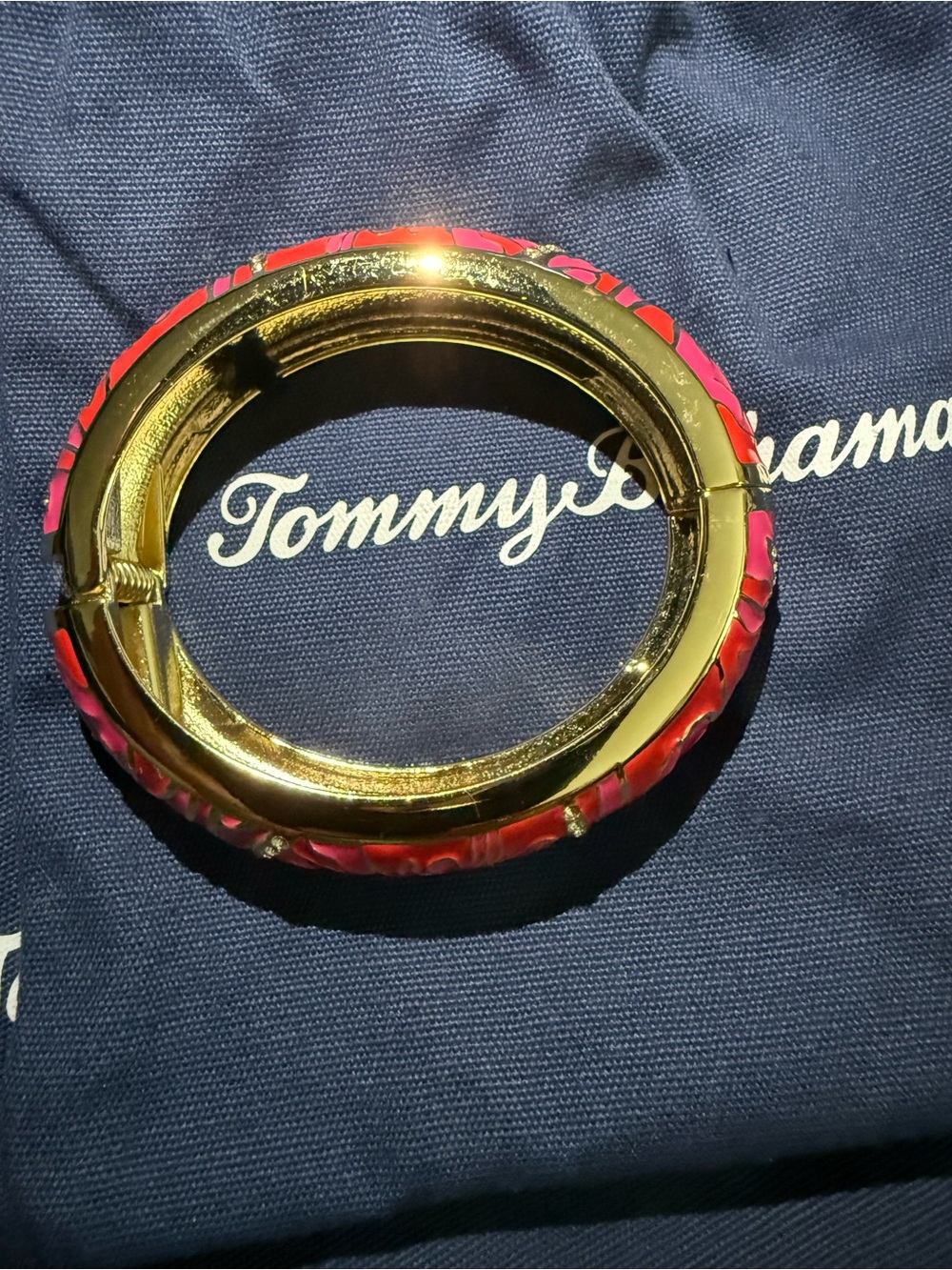 Tommy Bahama Gold-Tone Bangle with Hot Pink Enamel Accents
